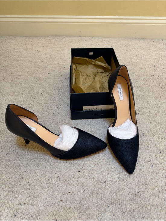Cole Haan Shoes - Cole Haan D’Orsay/Highline Pumps Deep Navy w/ beautifully faux-fur textured toe